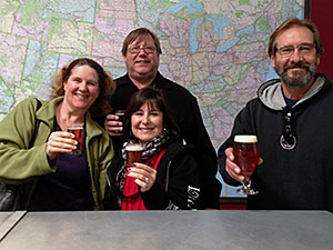 Laurie, Mark, Julie and Jeff tasting brew at Mother Earth Brew Co.